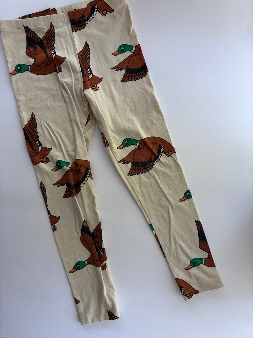 VGUC Mini Rodini aop mallard leggings 104/110